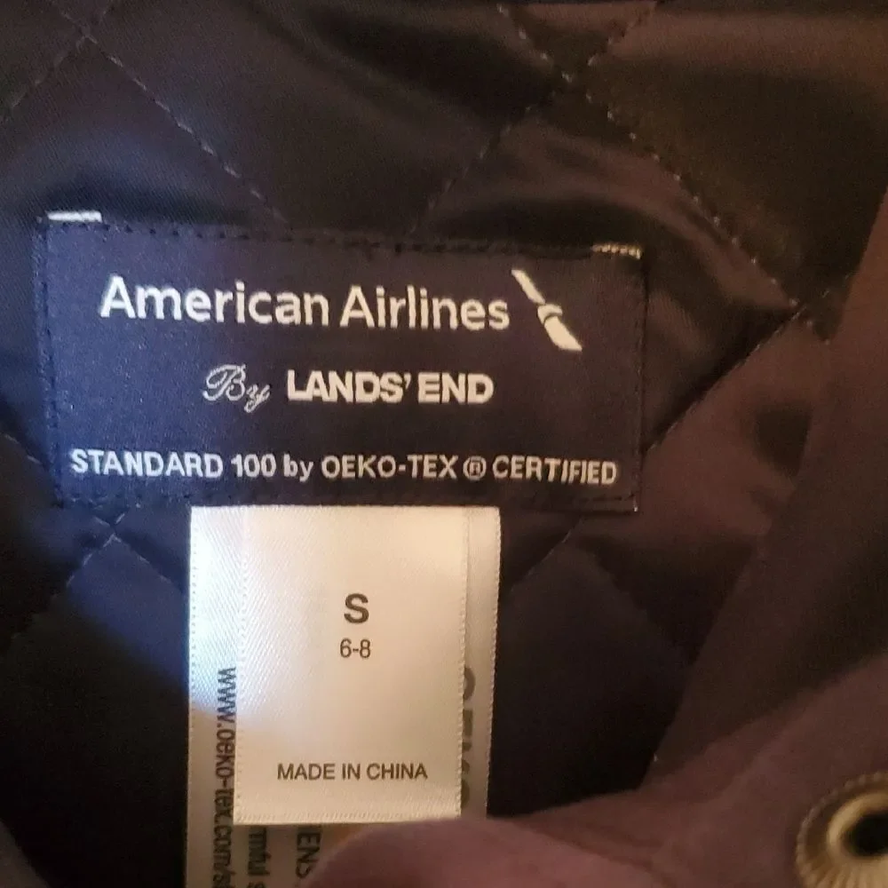 Lands' End American Airlines Women's Navy Blue 2 in 1 Full Zip Primaloft Coat S